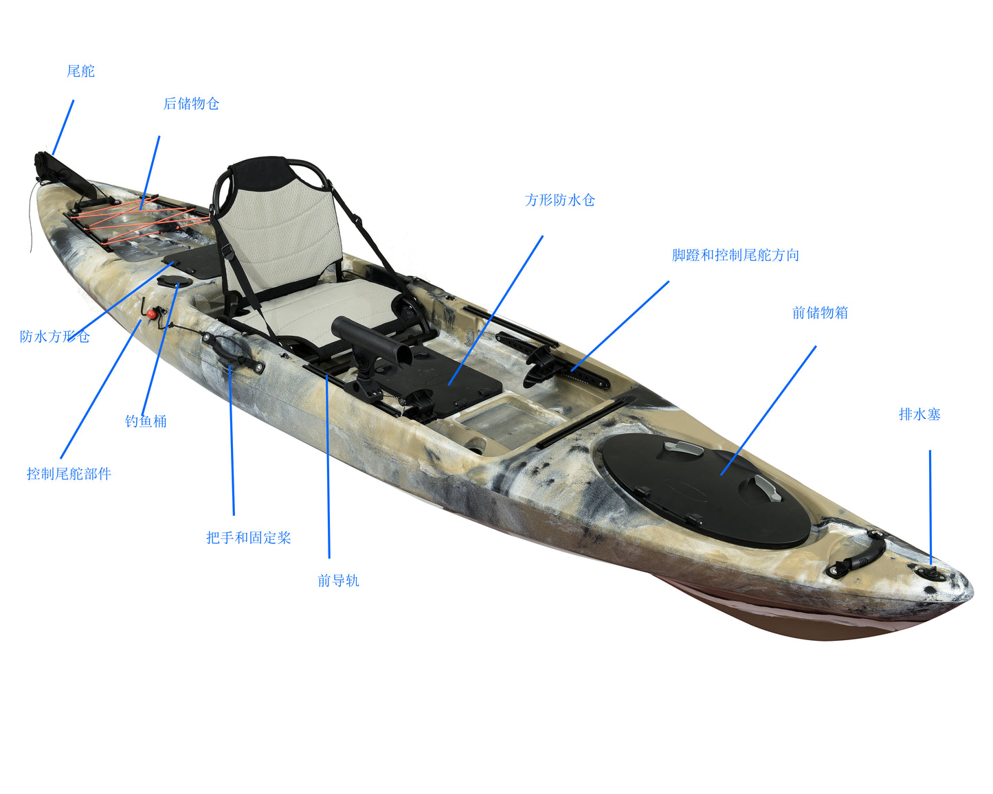 Plastic Single Kayak For Fishing 11.8ft